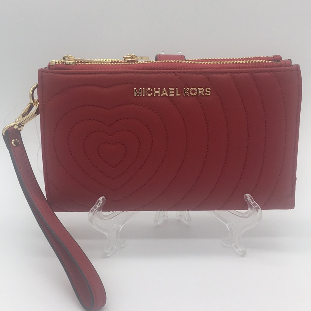 Michael Kors Peyton LG Double Zip Wristlet scarle